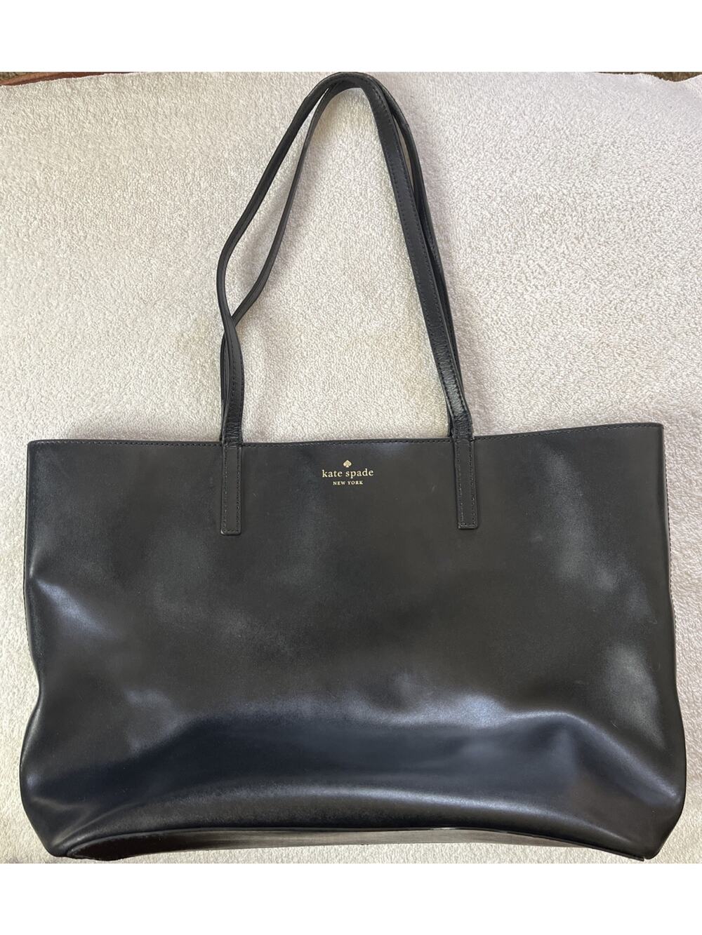 Kate Spade Black Leather New York Tote Bag Purse